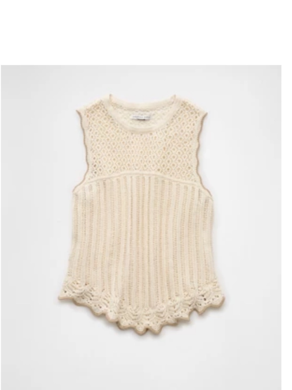 American Eagle Outfitters Cream Crochet Tank Top